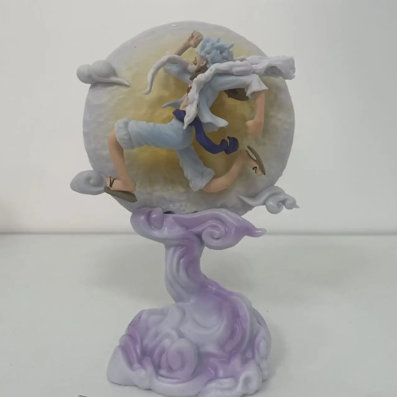 One Piece Gear 5 Nika Luffy Figure, Moon Cloud Base Glowing Statue, Anime PVC Collectible Model Desktop Decoration Gift