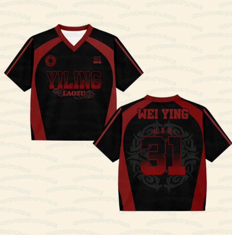 2026 Herren Damen MDZS Gusu Lan Zhan Wei Wuxian V-Ausschnitt Jersey Cosplay Fan T-Shirt Streetwear Kurzarm T-Shirt Oberteile – Detail 8