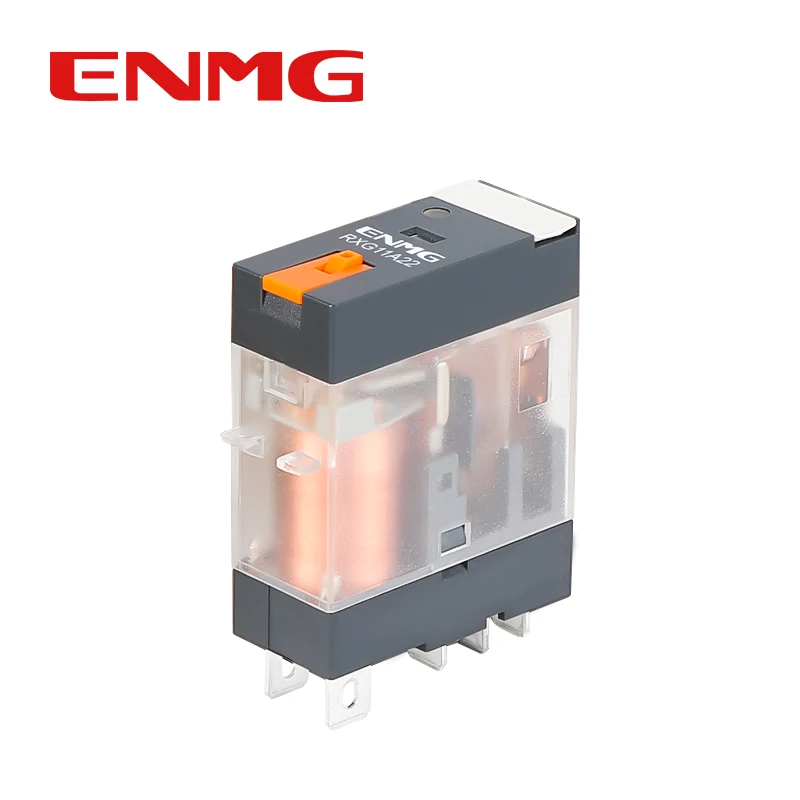 ENMG Slim Intermediate Relay Single Unit RXG 2NO 2NC 24VDC 12A Single Piece/Whole Box Packing LED Indicator Surge Protection.