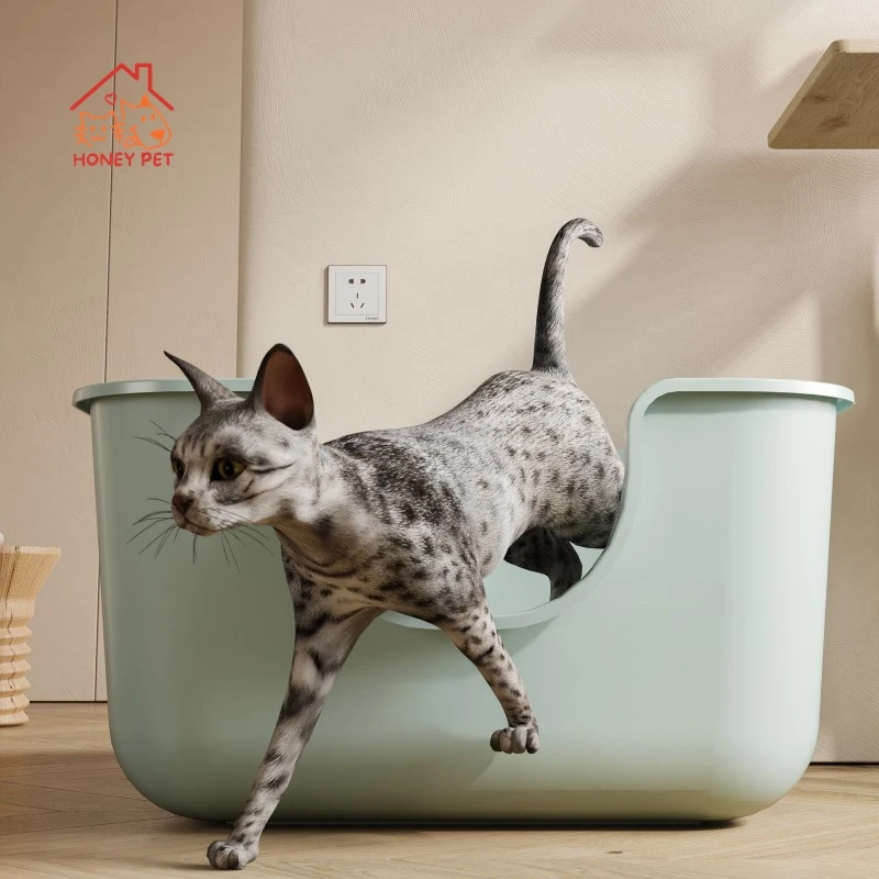 HONEY PET Cat Litter Pan with Lid Cat Litter Pan Extra Large Extra Large Semi-Enclosed Toilet Splash Proof Supplies with Lid