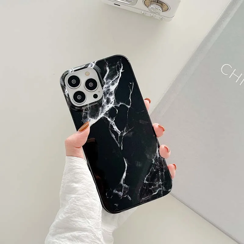 Luxury Marble Protective Cover On iPhone 7 8 Plus Se 2020 X XR XS Max Anti Knock Case for iPhone 11 12 13 Mini 14 Pro Max Shell