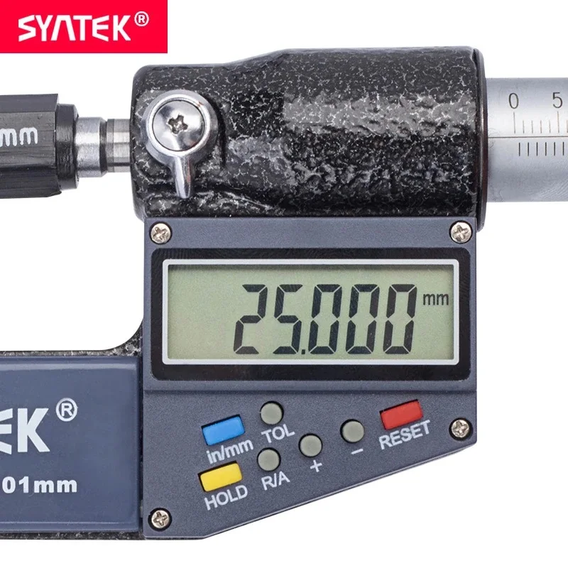 Syntek 0.001mm Electronic Digital Outside Micrometer 0-25-50-75-100mm Caliper Gauge Meter Carbide Tip Measure Tools