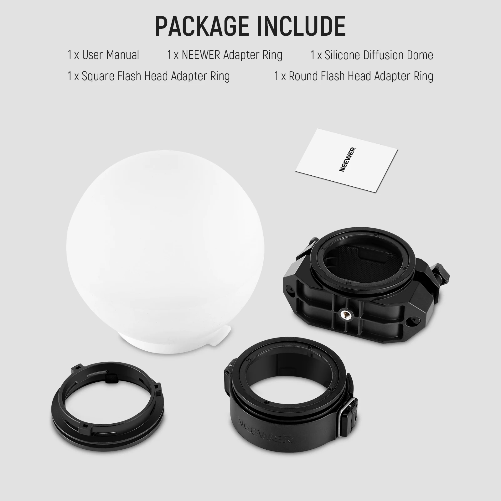 NEEWER CRS6 Softbox-Diffusionskuppel mit 3 Adapterringen für Godox V1 NEEWER Z1 Z2 Rundkopfblitz und quadratischem Speedlite Z760 – Detail 8