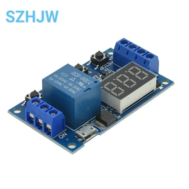 1 Channel 5V Relay 6-30V Relay Module OFF/ON Switch Trigger Time Delay Circuit Timer Cycle 999 minutes Adjustable XY-J02