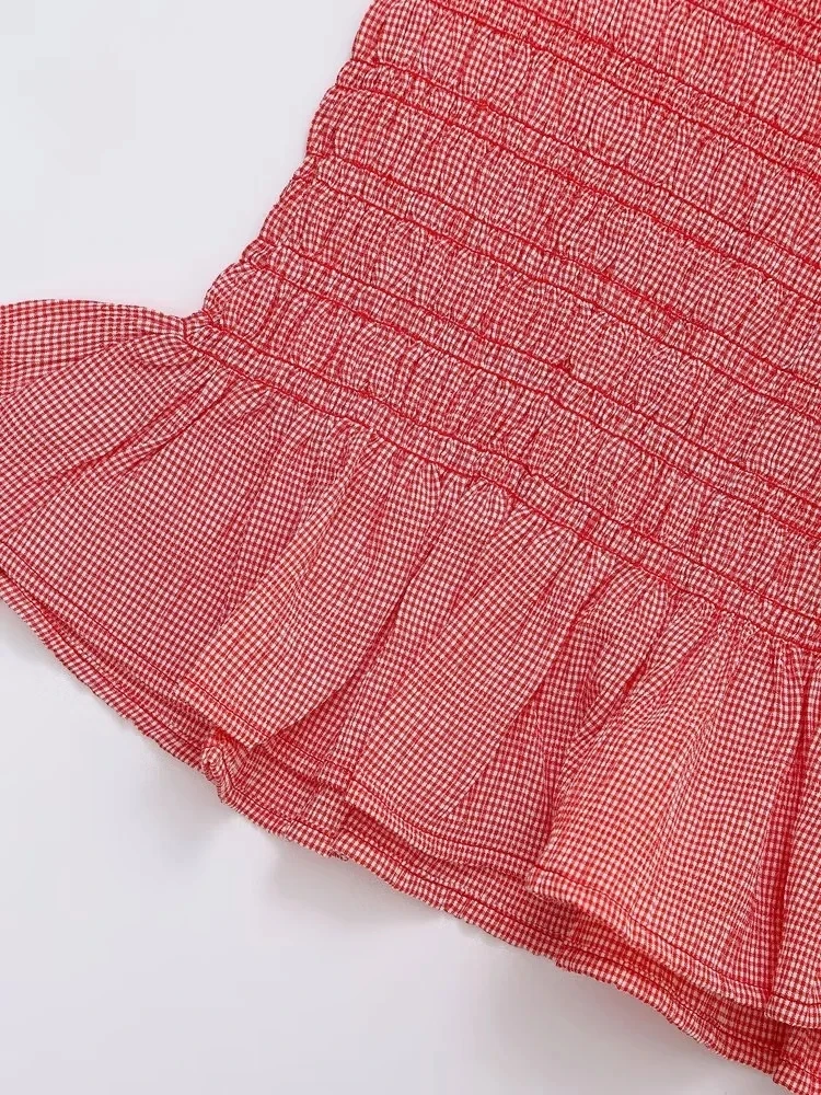 

ZBZA Summer New Women's Faion Plaid Skirt Street Sle Polyester Fiber Design Sensation Trendy New Arrival