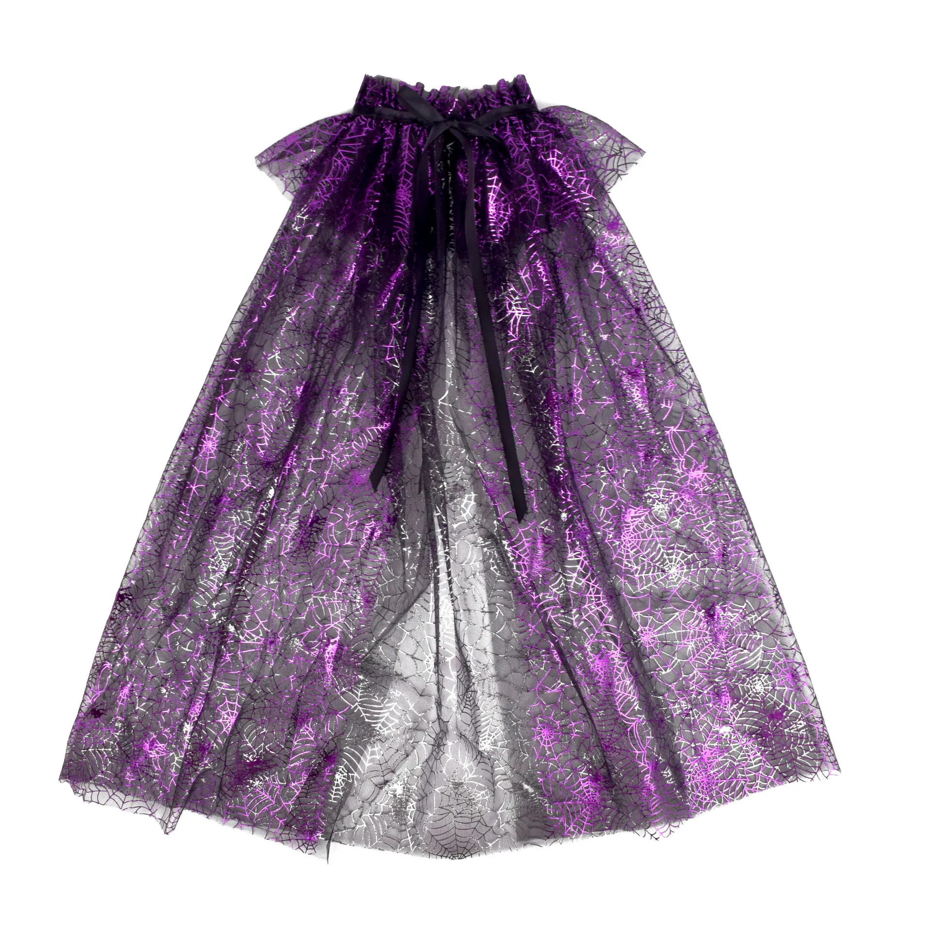 Princess Girls Mesh Cloak Kids Cape Children's Spider Pumpkin Lace Up Kids Thin Cloak Birthday Party Performance Dress Up Props