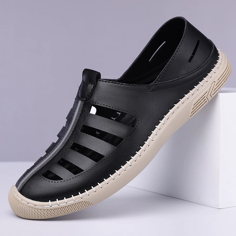 Men's Hollow Out Loafers, Summer Comfort Soft Sole Slip-On Casual Shoes, Anti-Slip Breathable Clog Sandals-HT619