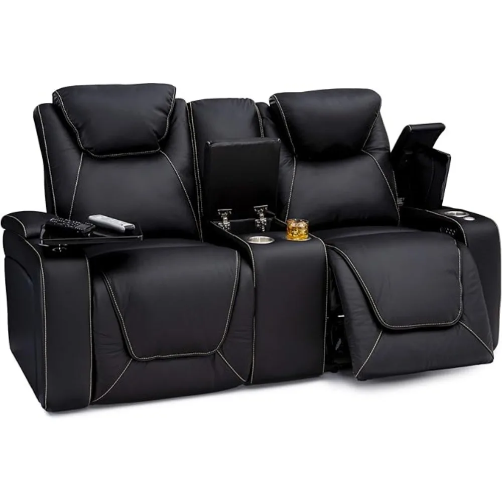 Home Theater Seating- Living Room -Italian Leather - Power Recline -Power Headrest -Powered Lumbar -USB Charging -Cup Holders