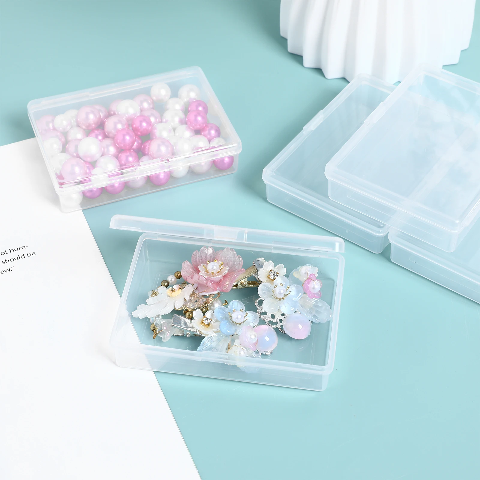 

8 pcs Rectangular Storage Box Small Clear Plastic Case 10 2x7 6x2 4cm Bead Containers Playing Card Travel Jewelry Organizer Gift