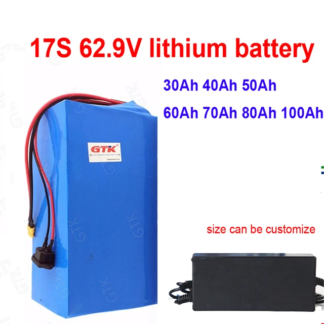 GTK 60v 80ah 40Ah 62.9V 100Ah li-ion battery BMS 17S 30Ah 62.9V 50Ah 60Ah  lithium for 3000w scooter bicycle motorcycle + charger - AliExpress