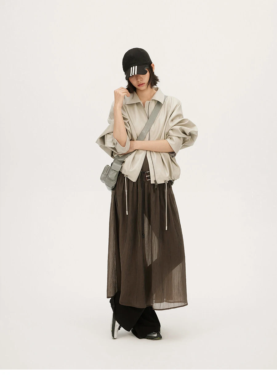 Lautaro Frühling Herbst Grüne Kurze PU-Lederjacke für Damen mit Reißverschluss Luxus Designer-Kleidung Locker Lässig Koreanische Mode 2026 – Detail 4