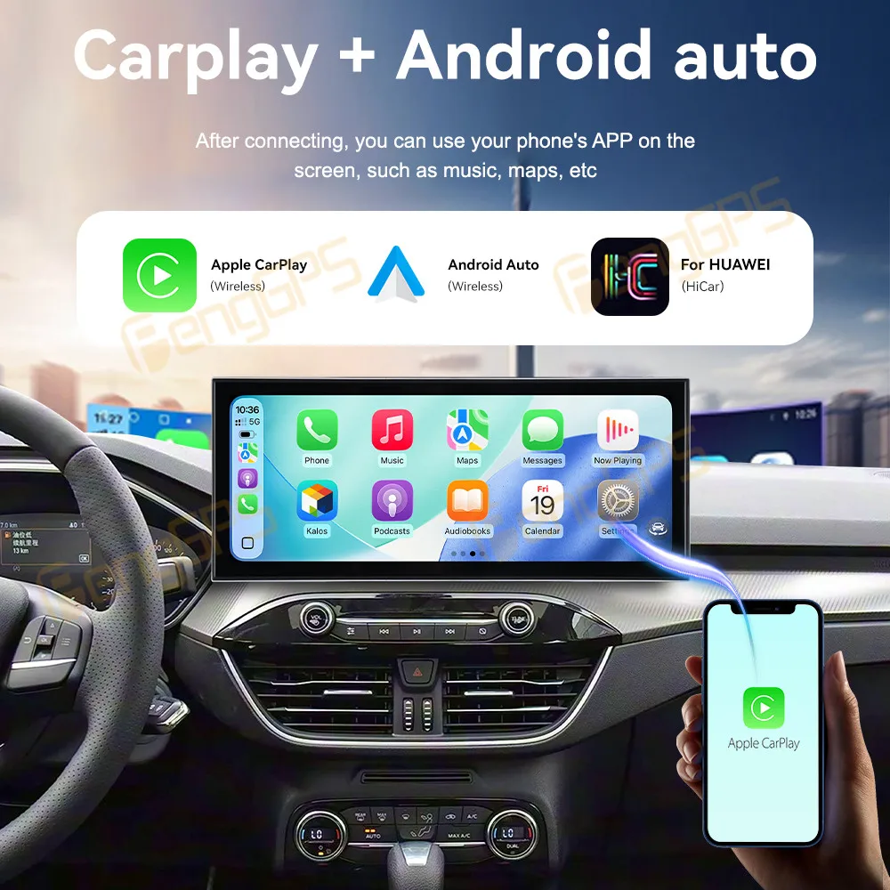 15,8-Zoll-Bildschirm-Autoradio für Ford Focus 2019–2022, Android Auto, GPS-Navigation, Multimedia-Video-Stereo-Receiver, Haupteinheit