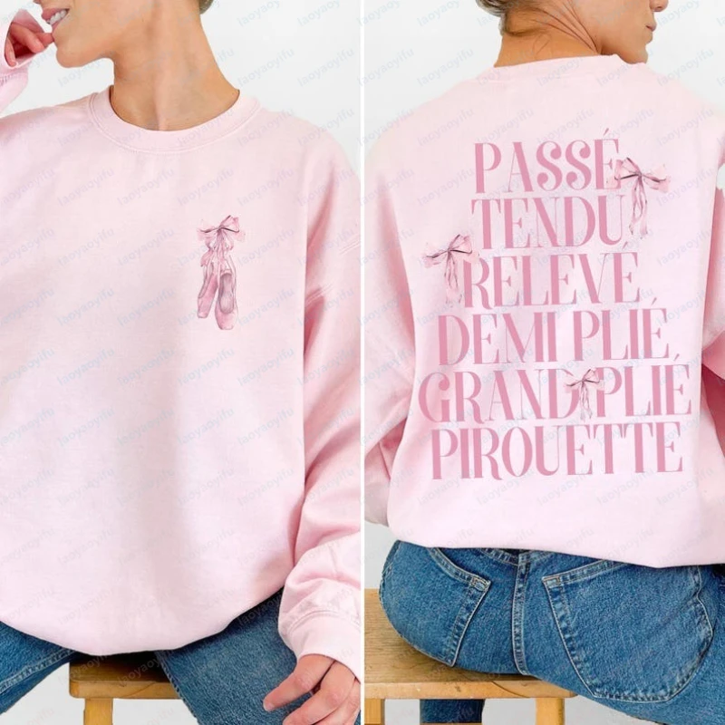 Ballet Top Soft Girl Aesthetic Clothes Hyper Feminine Balletcore Preppy Stuff Coquette Winter Long Sleeve Keep Warm Sweatshirt