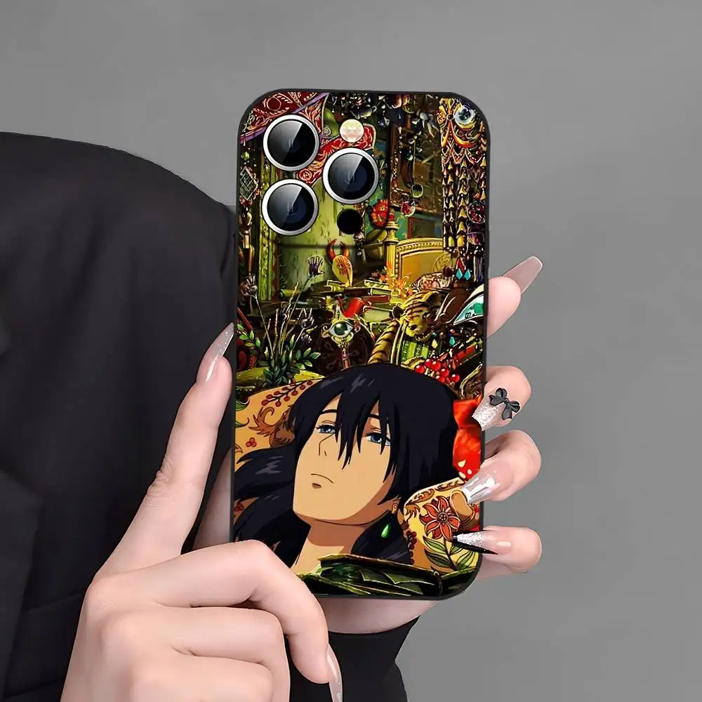 أنيمي G-Howls M-Moving CastleS جراب هاتف جراب هاتف آيفون 17 16 15 14 13 12 11 X XR XS Plus Pro Max غطاء أسود ناعم صغير