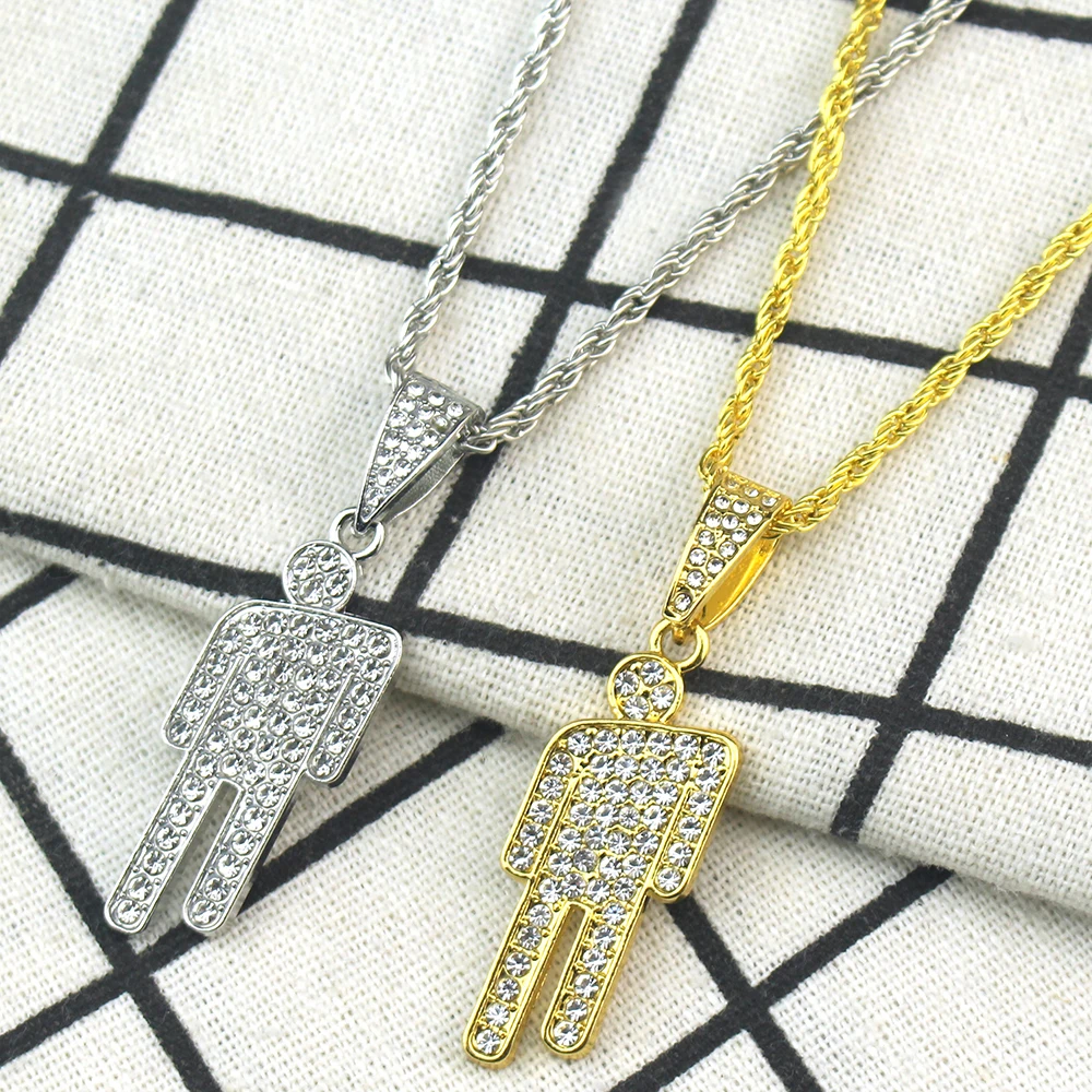 Hip Hop Necklace Stainless Steel Skew Head Zircon Couple Pendant Necklace Full of Zircon Pendant Street Fashion Necklace view 5