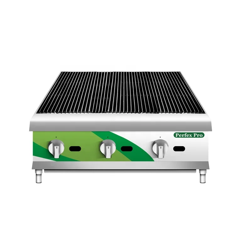 Gas Bbq Grills Heavy Duty Wholesale Price Restaurant Equipment Stainless Steel Gas Lava Rock Grill