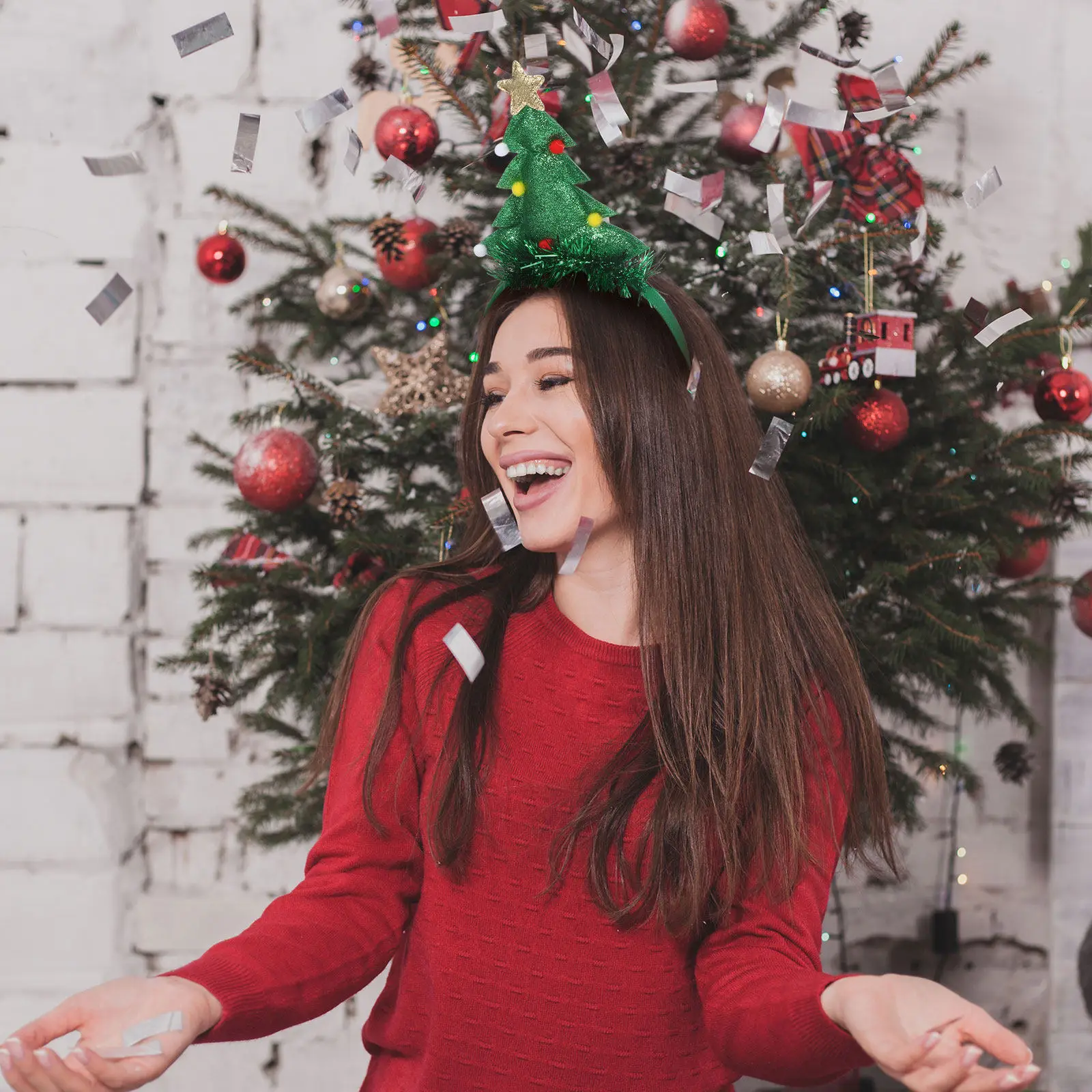 

6Pcs Holiday Hair Accessories Christmas Headbands for Women Reindeer Antlers Tree Design Festive Party Costume Decorations