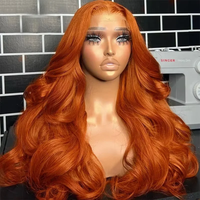 

Парик из натуральных человеческих волос Ginger Human Hair, волнистый, с кружевной передней частью, 30 дюймов, без клея, окрашенный, бразильские волосы для женщин