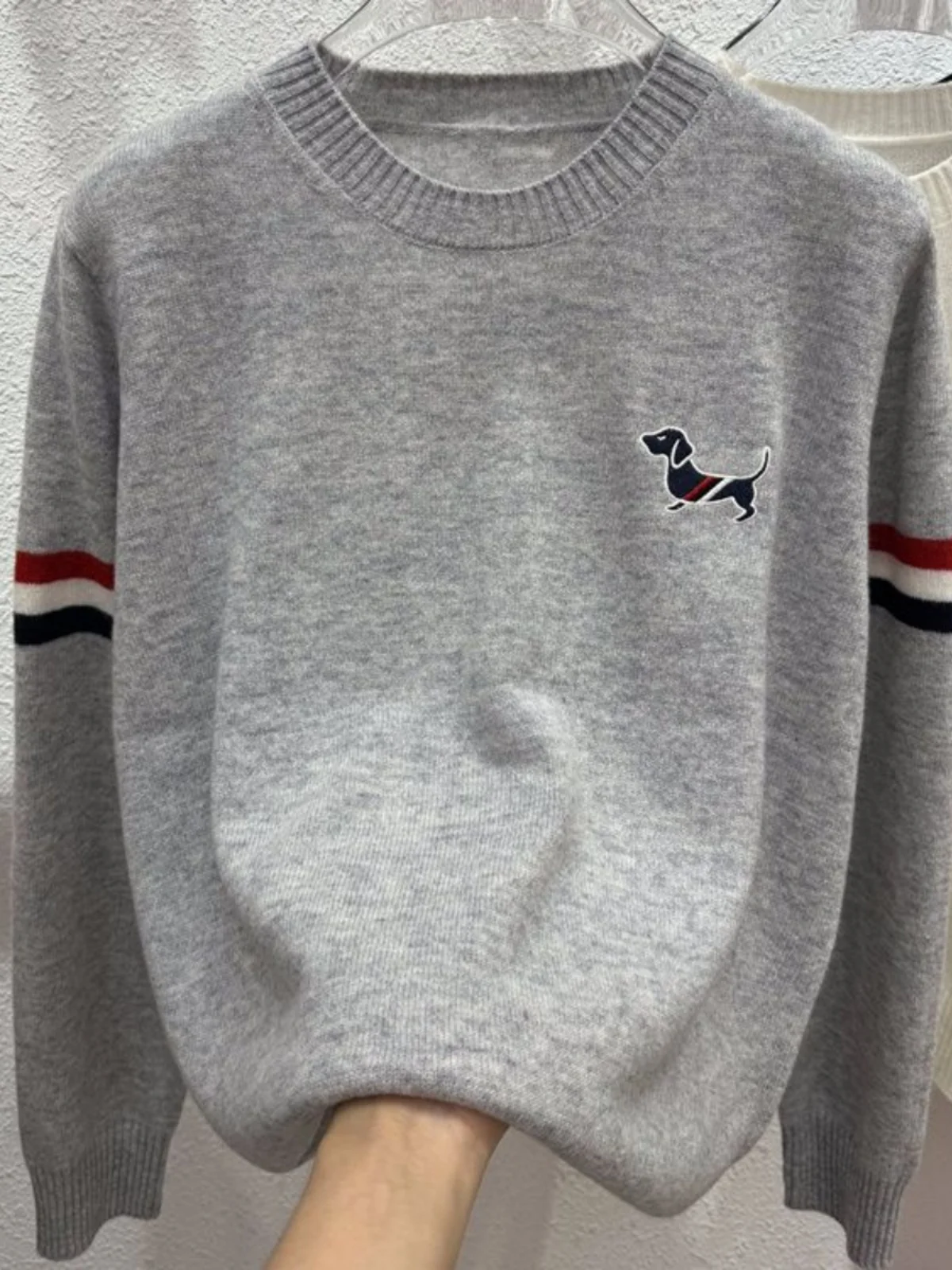 Plus Size Embroidered Striped Knitwear Women's Sweater plus Size Base Shirt Belly Covering Autumn Winter Fashion Commute Poly...