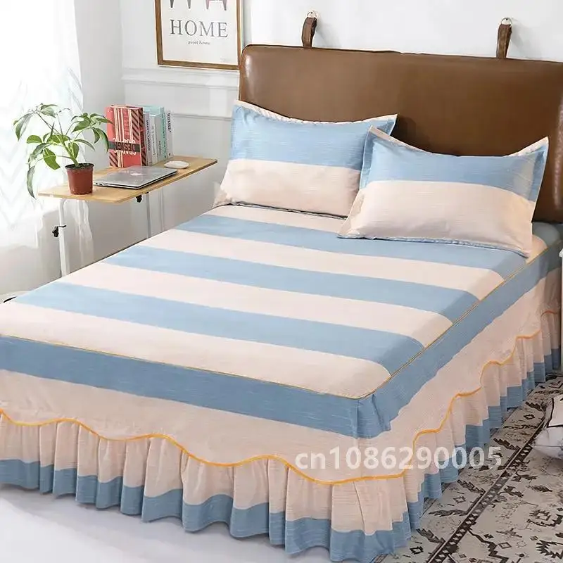 Bed Cover Cotton Bedspread Set Embroidery Bed Dress Pillow Cases 3 Pieces/Set For King/Queen Double 1.5/1.8/2M Sheet Cover