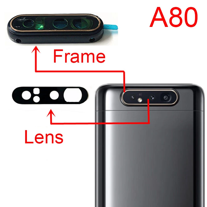 Rear Camera Glass Lens Cover Frame For Samsung Galaxy A80 A850 A805F Back Camera Glass Lens Ring Frame Replacement Parts