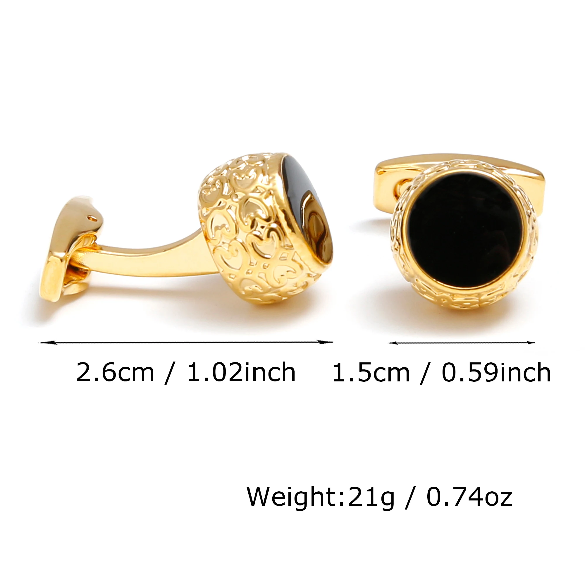 أزرار أكمام للرجال TOMYE XK22S058 أزياء شخصية أنماط الفن الإبداعي فستان ذهبي مستدير أزرار أكمام قميص