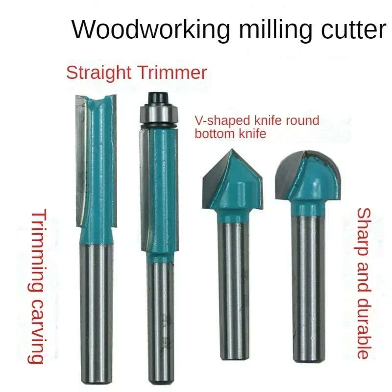 High-performance Woodworking Router Bits Accessories Set for V-grooving, Flush and Bevel Trimming