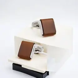 Mens Square Agate Cufflinks Environmentally Friendly Cufflinks Brown Cufflinks Business Meeting French Cufflinks Button