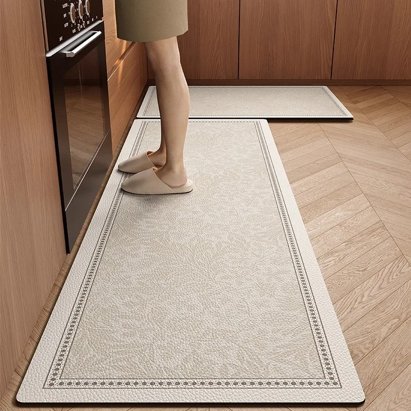 Advanced Minimalist Carpet PVC Leather Kitchen Foot Mats Anti-slip Durable Floor Mat Oil-resistant Washable Easy Clean Rug Ковер