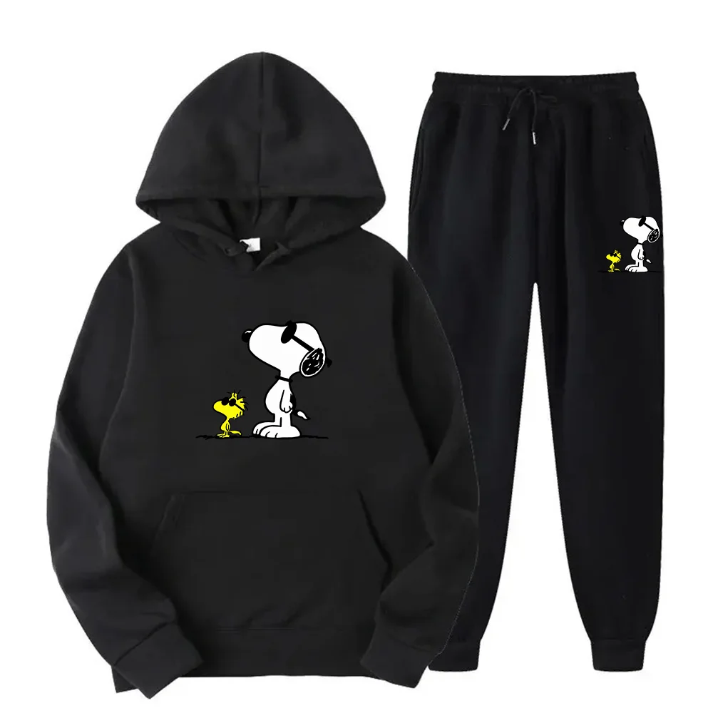 Miniso Snoopy Men's Sweatshirt Hoody for Men Male Suit Autumn 2024 Female Man Sets Women's Tracksuit Sportswear Hoodies + Sweatp