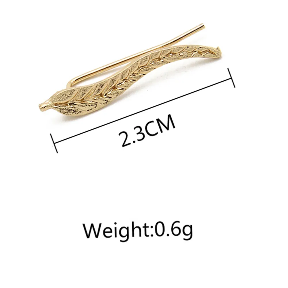 1Pair Leaf Ear Climbers Unique Handmade Delicate Fashion Crawler Earrings for Women Daily Wear Formal Occasion Jewelry Silver