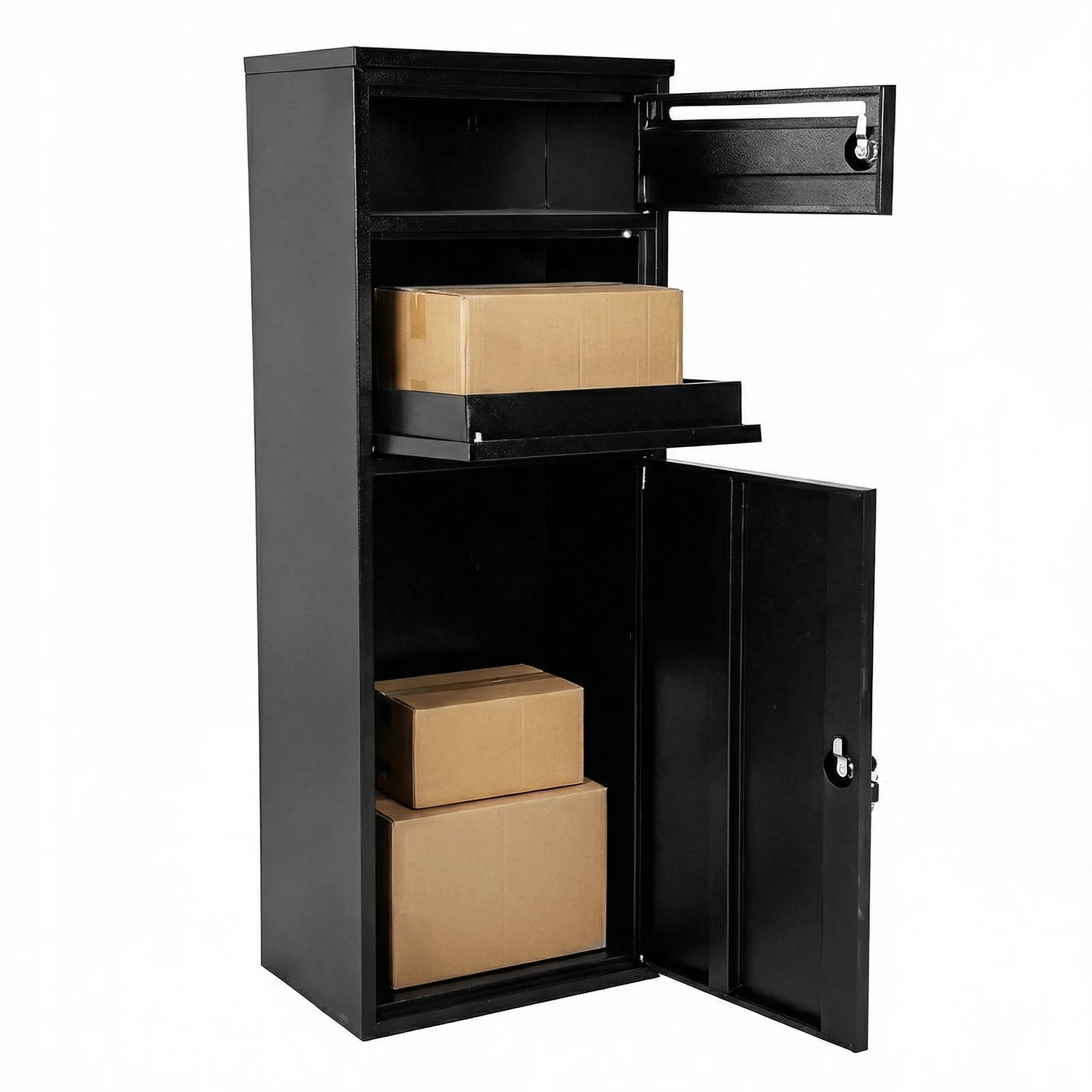 

Оцинкованные стальные почтовые ящики для крупногабаритных посылок с табличкой для доставки, надежные, антивандальные, с защитой от краж, запираемые.