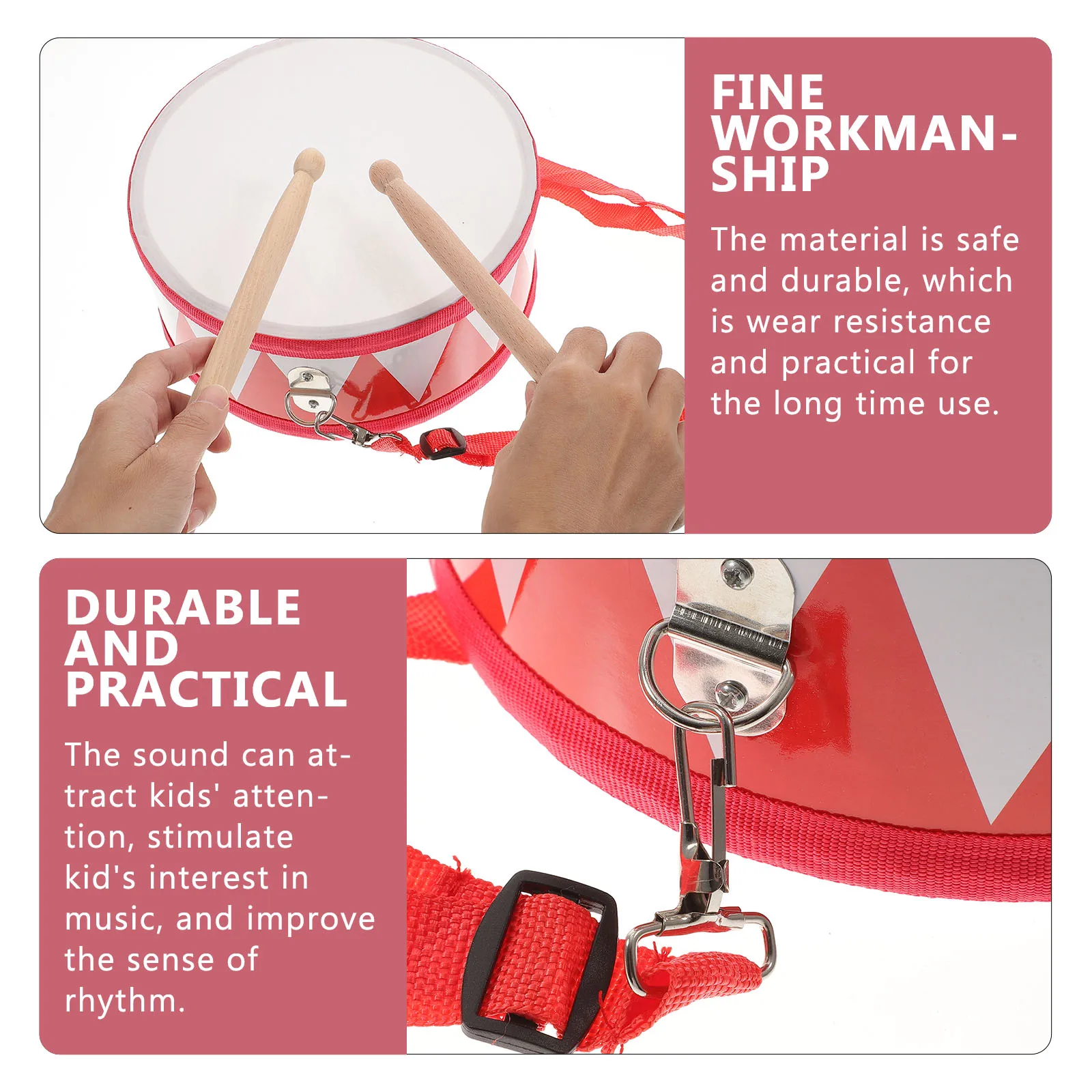 

2 Pcs Snare Drum Teaching Aids Kids Musical Instruments Toddler Percussion Toys Baby Drum Set Montessori Music for Children