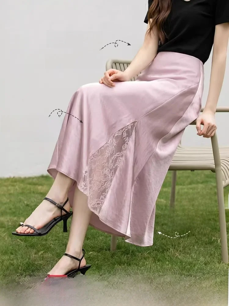 

Женская юбка-рыбка Ele Satin Feel средней длины, облегающая, с присборенной талией, для повседневной носки, из полиэфирного волокна