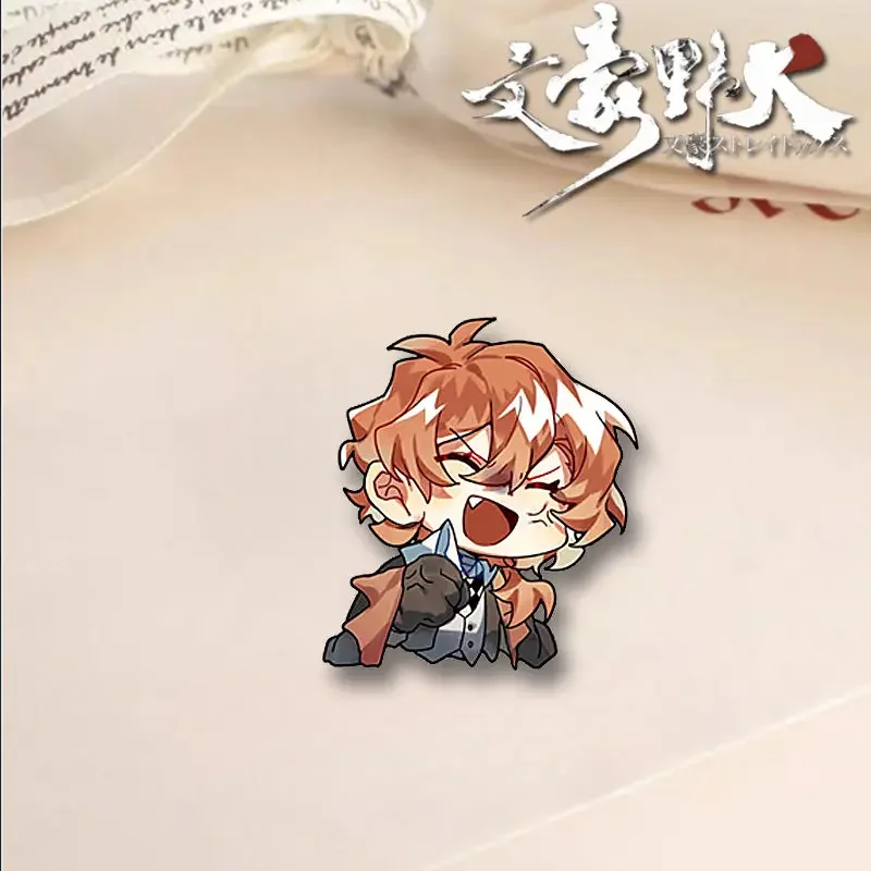 Bungo Stray Dogs Acrylic Brooch Dazai Osamu Nakahara Chuuya Anime Accessories Q Version Cartoon Badge Cute Bag Ornament Collect