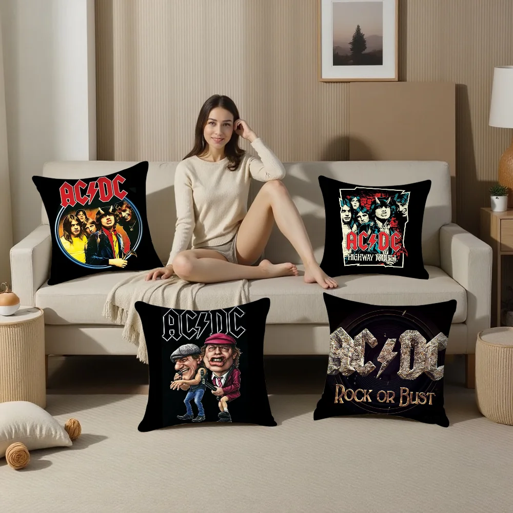 A-AC D-DC R-Rock Band Pillow Case Plush Fabric Soft  Pillowcase Double Sided Print Cushion Cover Household Gifts