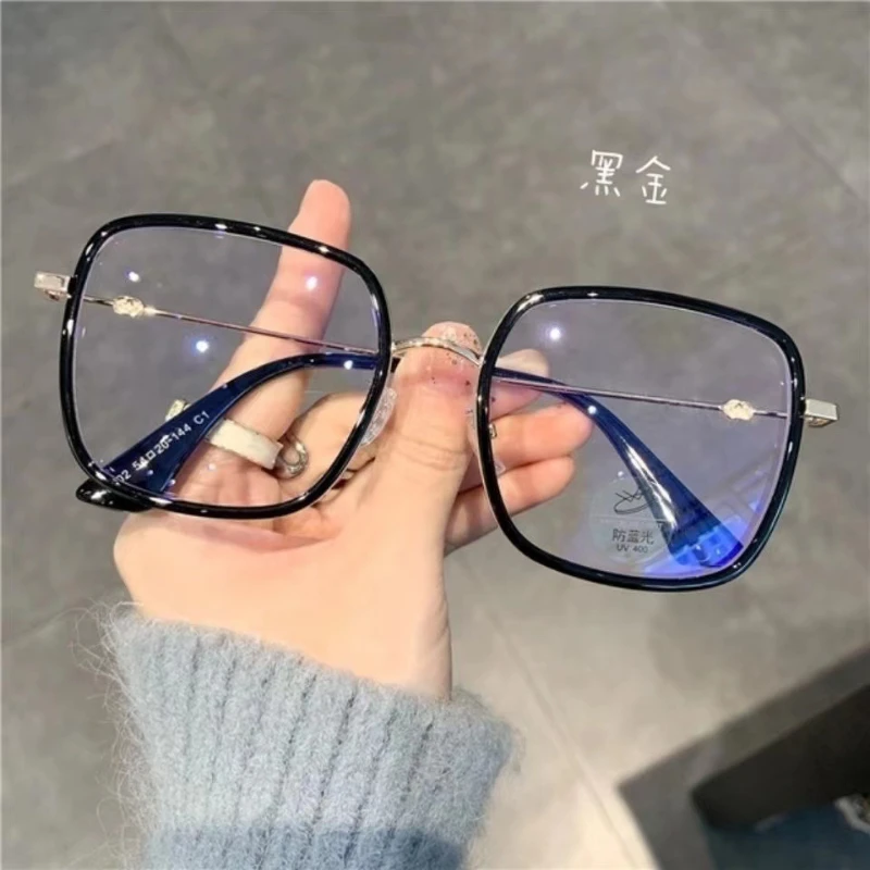 Gafas con montura cuadrada grande para mujer, lentes de lectura transparentes, a la moda, de alta definición, Anti luz azul, para ordenador