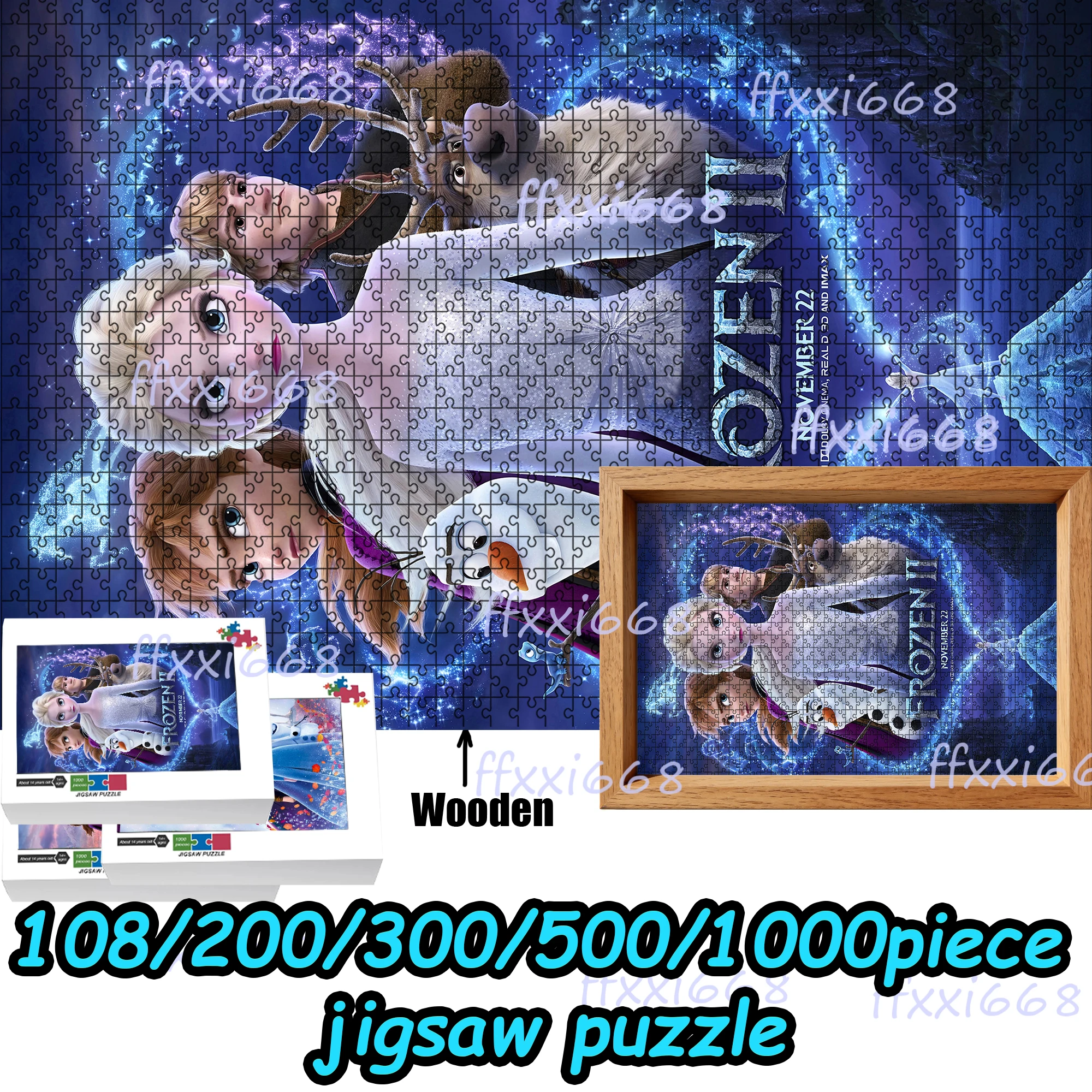 

Frozen Elsa and Anna Jigsaw Puzzle 108/200/300/500/1000 Pieces Wooden Puzzle High Quality Gift Fun Party Game