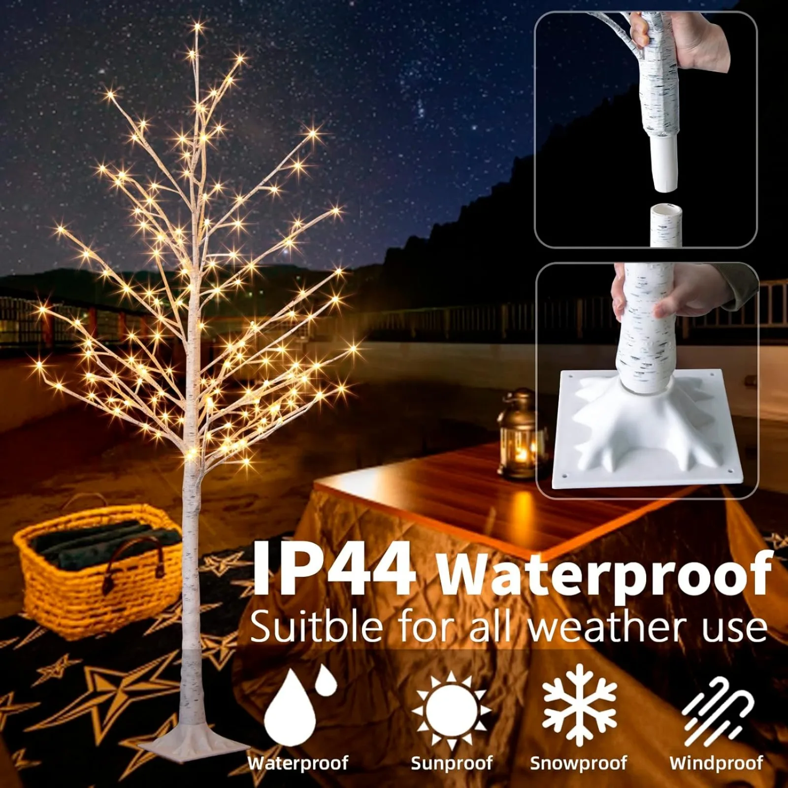 Imagem -06 - Multicolor Iluminado Birch Tree Cor Mudar Rgb Luzes Funções Temporizador com App Control 135 Led 6ft Árvore de Natal us