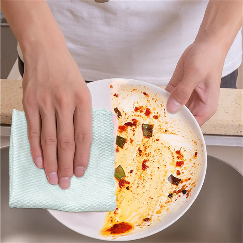 5Pcs/Pack Fish Scale Rags Glass Cleaning Towels Without Water Marks Home Kitchen Dishcloth