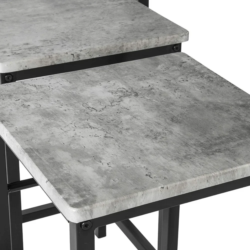 5-piece Set for 4 People, Dining Table with 4 Stools, Breakfast Table in Family Kitchen, Kitchen Counter with Bar Chair (grey) image 6