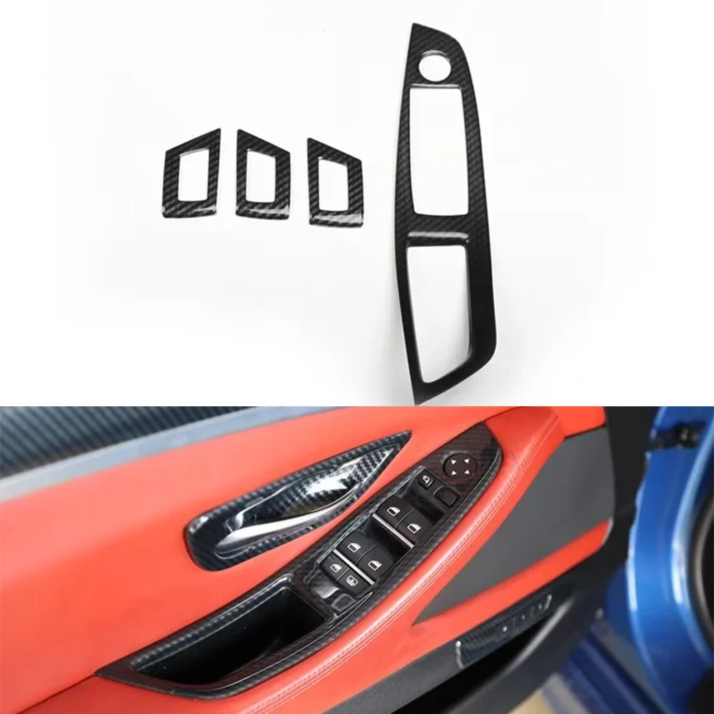 

For BMW M5 2012 2013 2014 Left Hand Drive Car Door Armrest Window Lift Switch Panel Cover Trim ABS Accessories Styling 4pcs/set