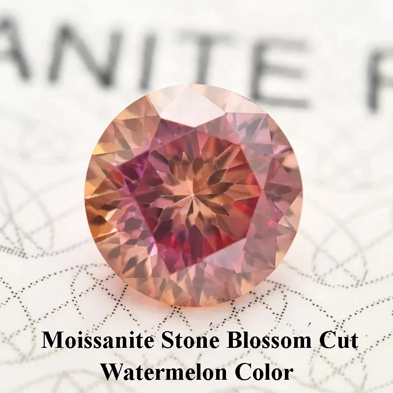 

Moissanite Stone Watermelon Color Blossom Cut Charms Gemstone DIY Ring Necklace Earrings Main Materials with GRA Certificate