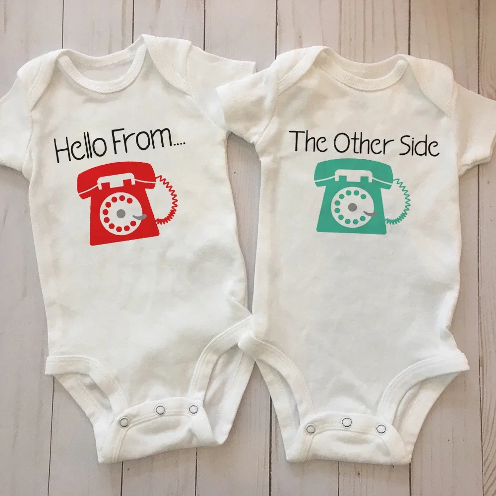 Twin Pregnancy Announcement Jumpsuit Gender Neutral Baby Bodysuit Twin Baby Shower Gift Twins Newborn Twin Gift