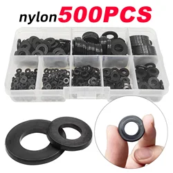 500pcs Nylon Flat Rings Seal Washer Assortment Kit Loosening Prevention Plastic Gaskets Repair Faucet Pipe Water Hose Furniture