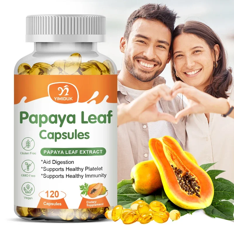 Papaya Leaf Extract Capsules Digestive Enzymes Bone Marrow & Spleen Support Healthy Platelets Immune Gut Health