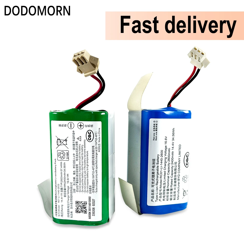 DODOMORN ECOVACS 스위핑 로봇 U2,U2Pro,U2power,K600,K650,K680,K700,DH35,DH36,DS35, 하이 퀄리티 배터리 RC01-li-1440-2600