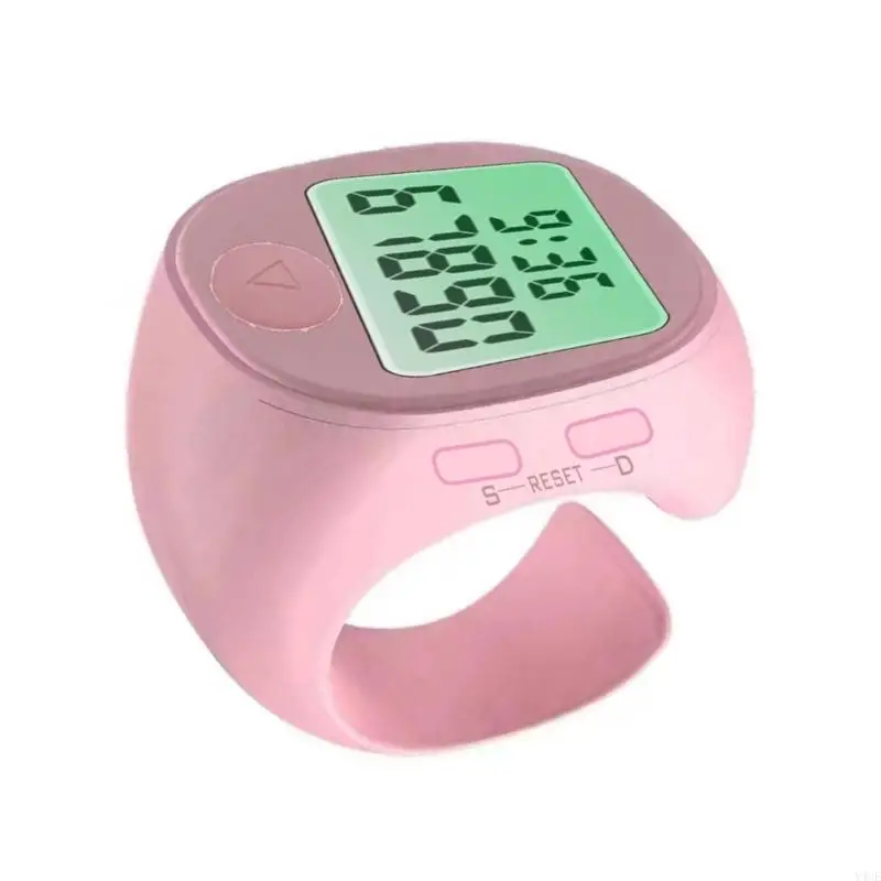 Y4UE Portable Finger Rings Tally Counter con orologio integrato Display a 5 cifre per esercizi spirituali e rituale quotidiano
