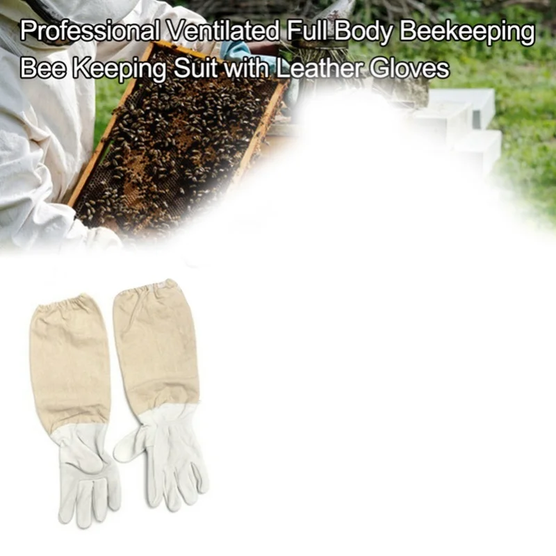 Goatskin Leather Beekeeping Gloves Breathable Comfortable Elastic Cuff Beekeeping Supply