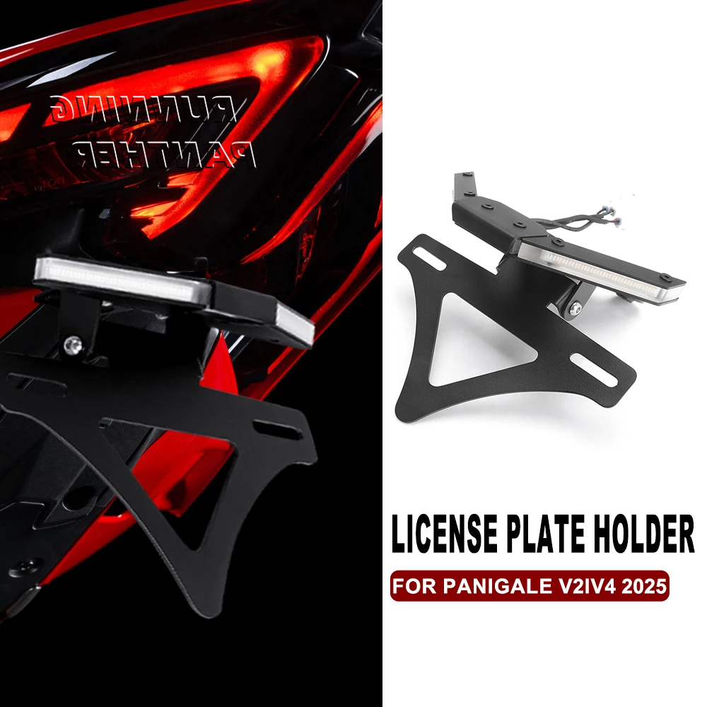 

NEW For DUCATI PNIGALE V2 V4 V4 2025 Motorcycle License Plate Holder LED Light Tail Tidy Fender Eliminator Tail Tidy